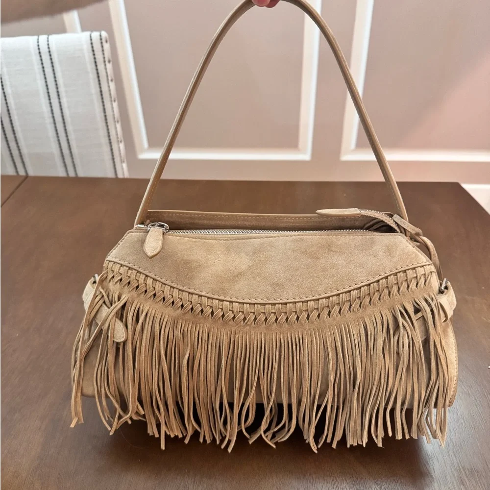Ralph Lauren Collection Tan Fringe Shoulder Bag - Picture 8 of 13